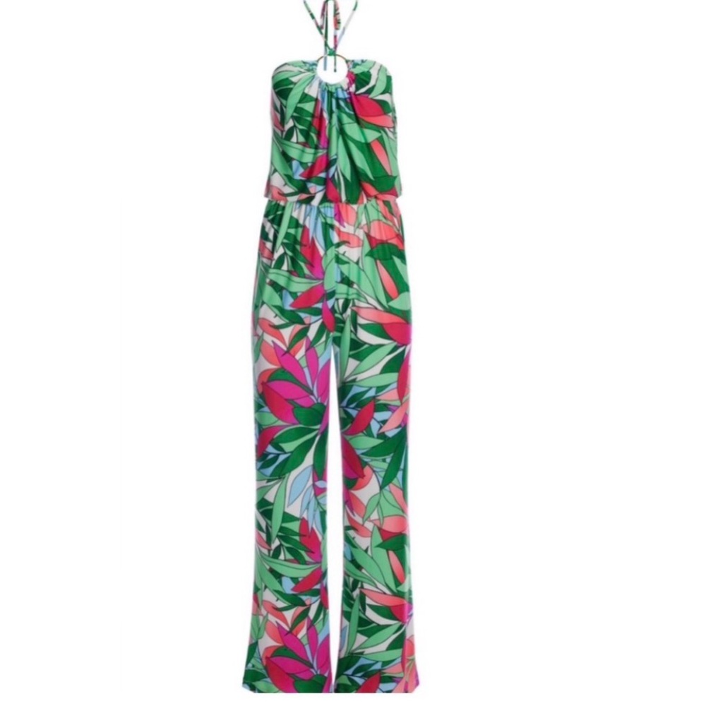 Boston‎ Proper Tropical Palm Print Dela Halter Ring Jumpsuit Sz S - Picture 2 of 13
